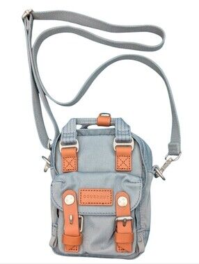 Doughnut Macaroon Tiny Earth Tone Series Crossbody Bag Washed Denim